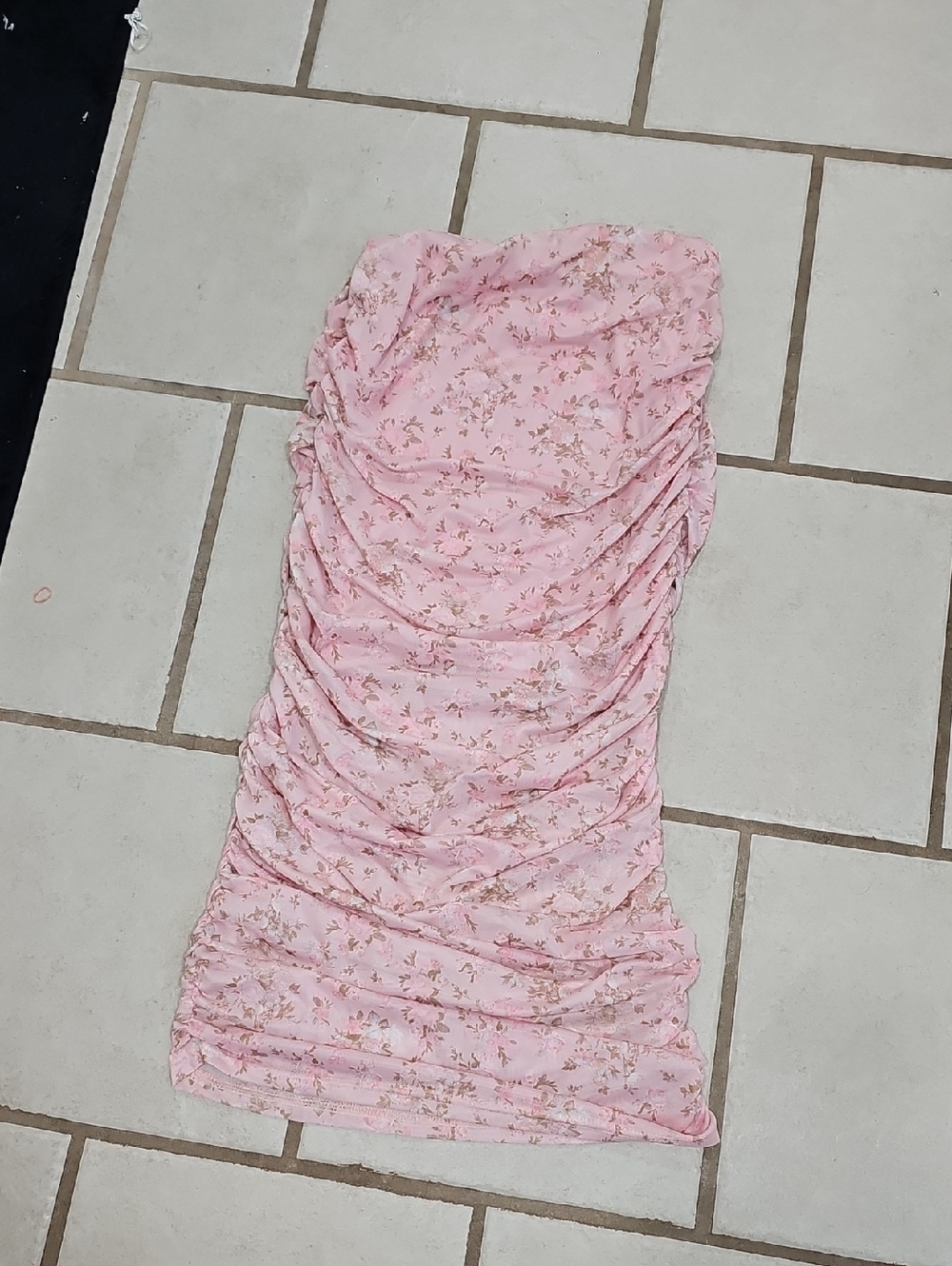 Pink Floral Ruched Women’s Skirt